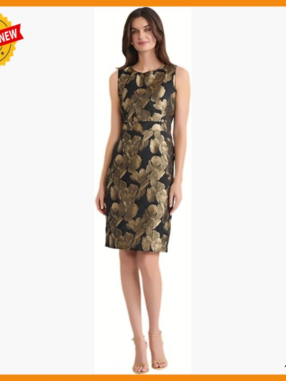 Sleeveless Jacquard Sheath Dress for Work and Special Occasions